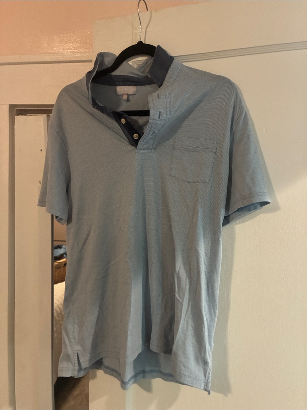Hickey Freeman Light Blue Striped Men’s Polo